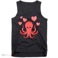 Octopus With Heart Balloons Valentines Day Octopus Tank Top thumb 0