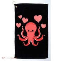 Octopus With Heart Balloons Valentines Day Octopus Golf Towel thumb 0