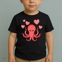 Octopus With Heart Balloons Valentines Day Octopus Toddler T-Shirt thumb 2