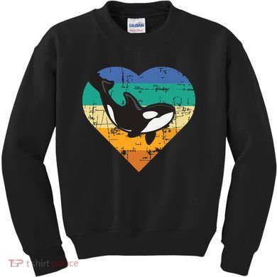 Orca Whale Heart Whale Lover Marine Biologist Whales Kids Sweatshirt