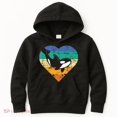Orca Whale Heart Whale Lover Marine Biologist Whales Kids Hoodie