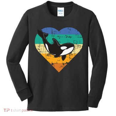 Orca Whale Heart Whale Lover Marine Biologist Whales Kids Long Sleeve Shirt