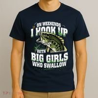 On Weekends I Hook Up With Big Girl Who Swallow Fishing T-Shirt thumb 3