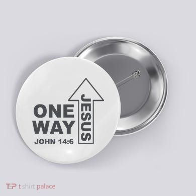 One Way Jesus Christian Button