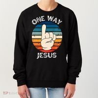 One Way Jesus People Christian Revolution Finger Up Retro Women's Sweatshirt thumb 0