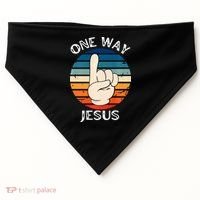 One Way Jesus People Christian Revolution Finger Up Retro USA-Made Doggie Bandana thumb 0