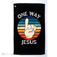One Way Jesus People Christian Revolution Finger Up Retro Golf Towel thumb 0