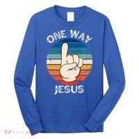 One Way Jesus People Christian Revolution Finger Up Retro Long Sleeve Shirt thumb 0