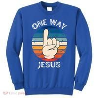One Way Jesus People Christian Revolution Finger Up Retro Sweatshirt thumb 0