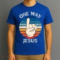 One Way Jesus People Christian Revolution Finger Up Retro T-Shirt thumb 3