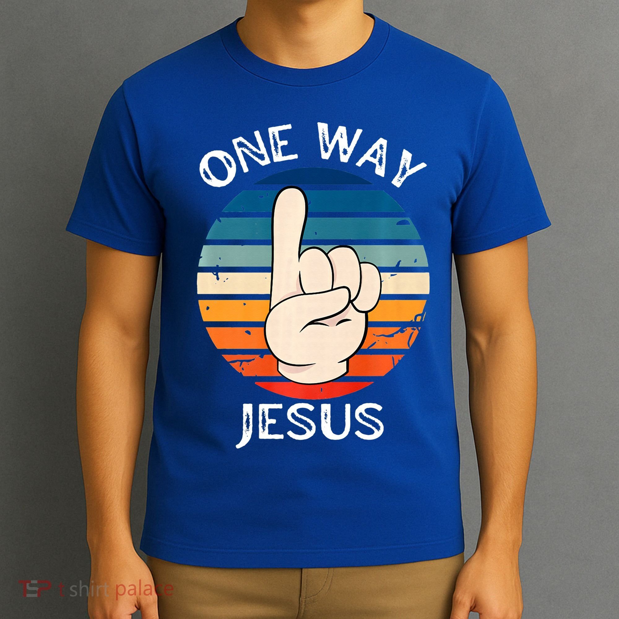 One Way Jesus People Christian Revolution Finger Up Retro T-Shirt