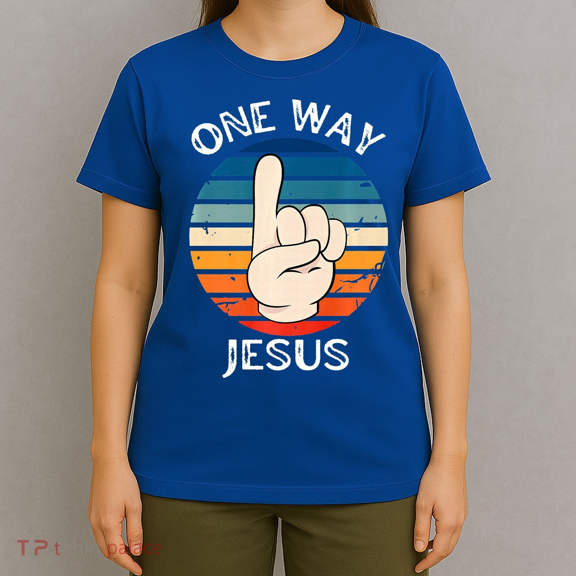 One Way Jesus People Christian Revolution Finger Up Retro T-Shirt