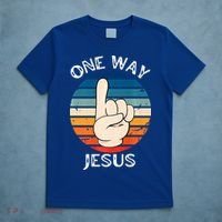 One Way Jesus People Christian Revolution Finger Up Retro T-Shirt thumb 5