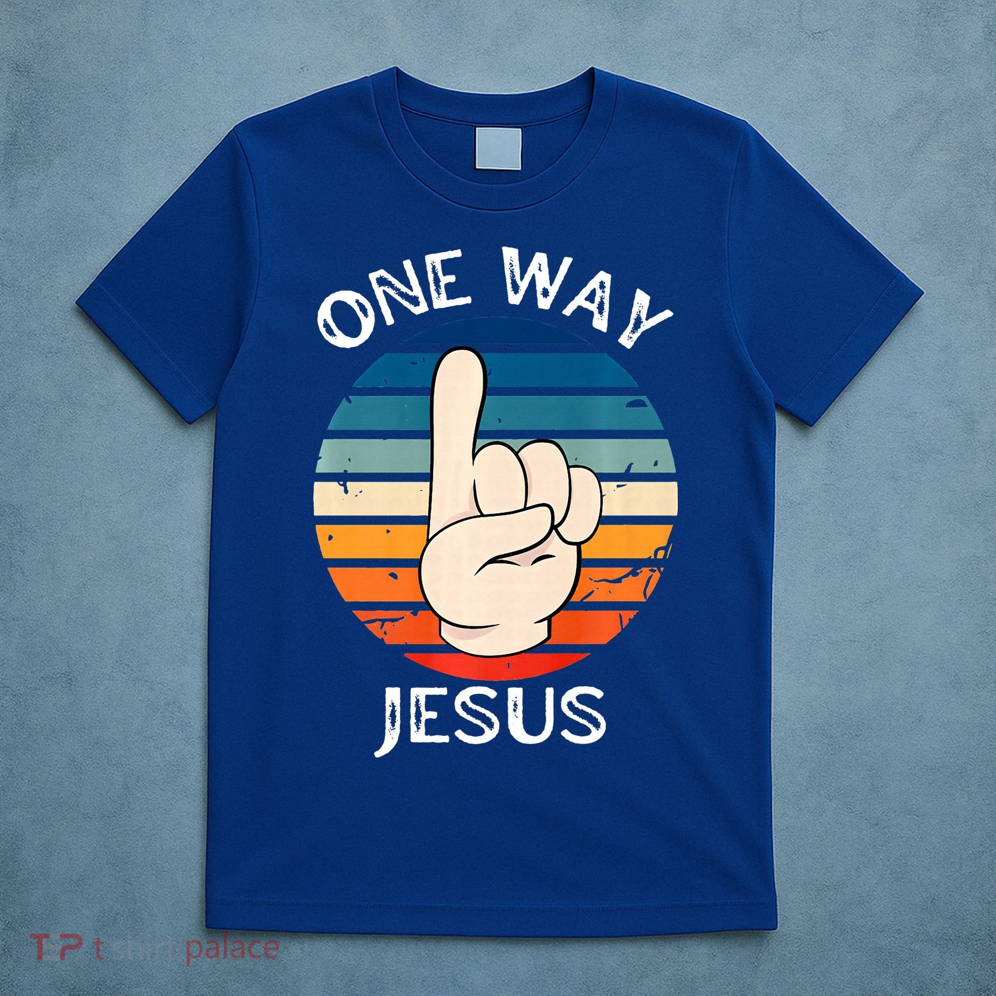 One Way Jesus People Christian Revolution Finger Up Retro T-Shirt