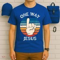 One Way Jesus People Christian Revolution Finger Up Retro T-Shirt thumb 6