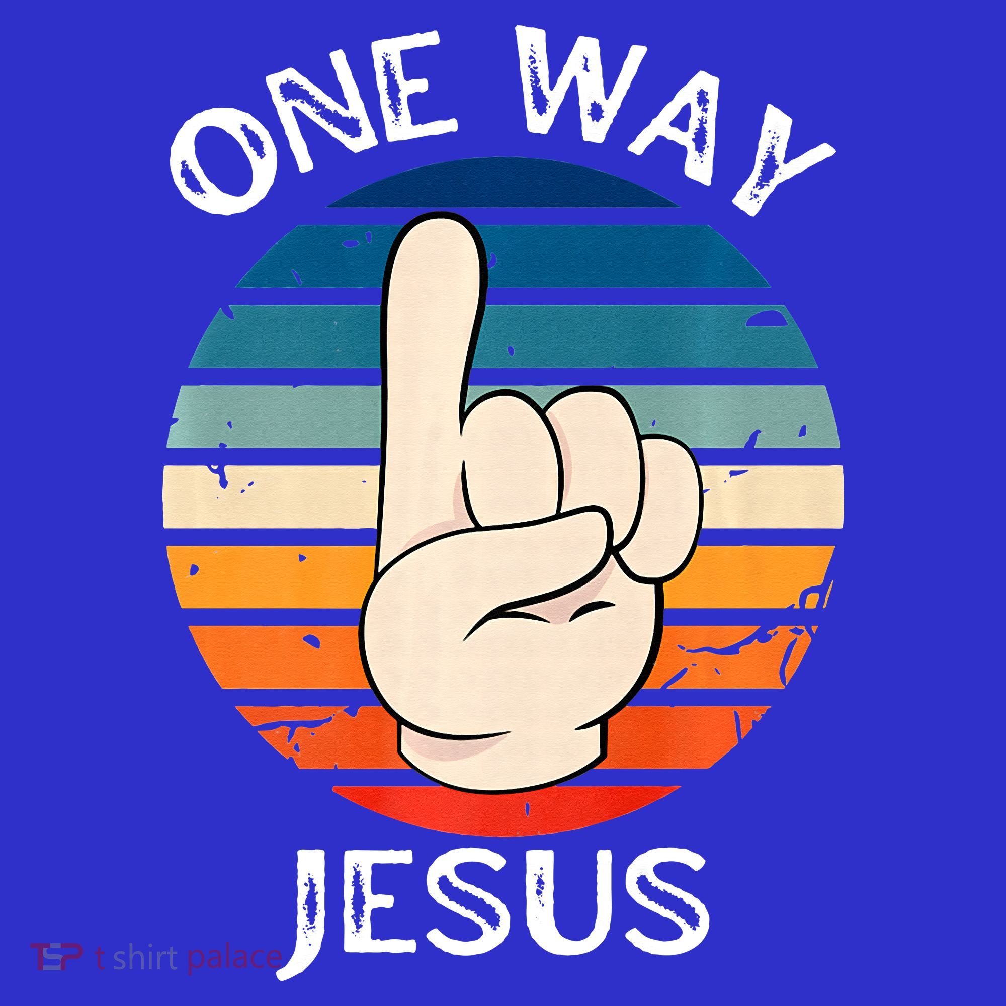 One Way Jesus People Christian Revolution Finger Up Retro T-Shirt