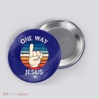 One Way Jesus People Christian Revolution Finger Up Retro Button thumb 0