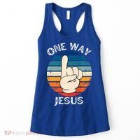 One Way Jesus People Christian Revolution Finger Up Retro Women's Tank Top thumb 0