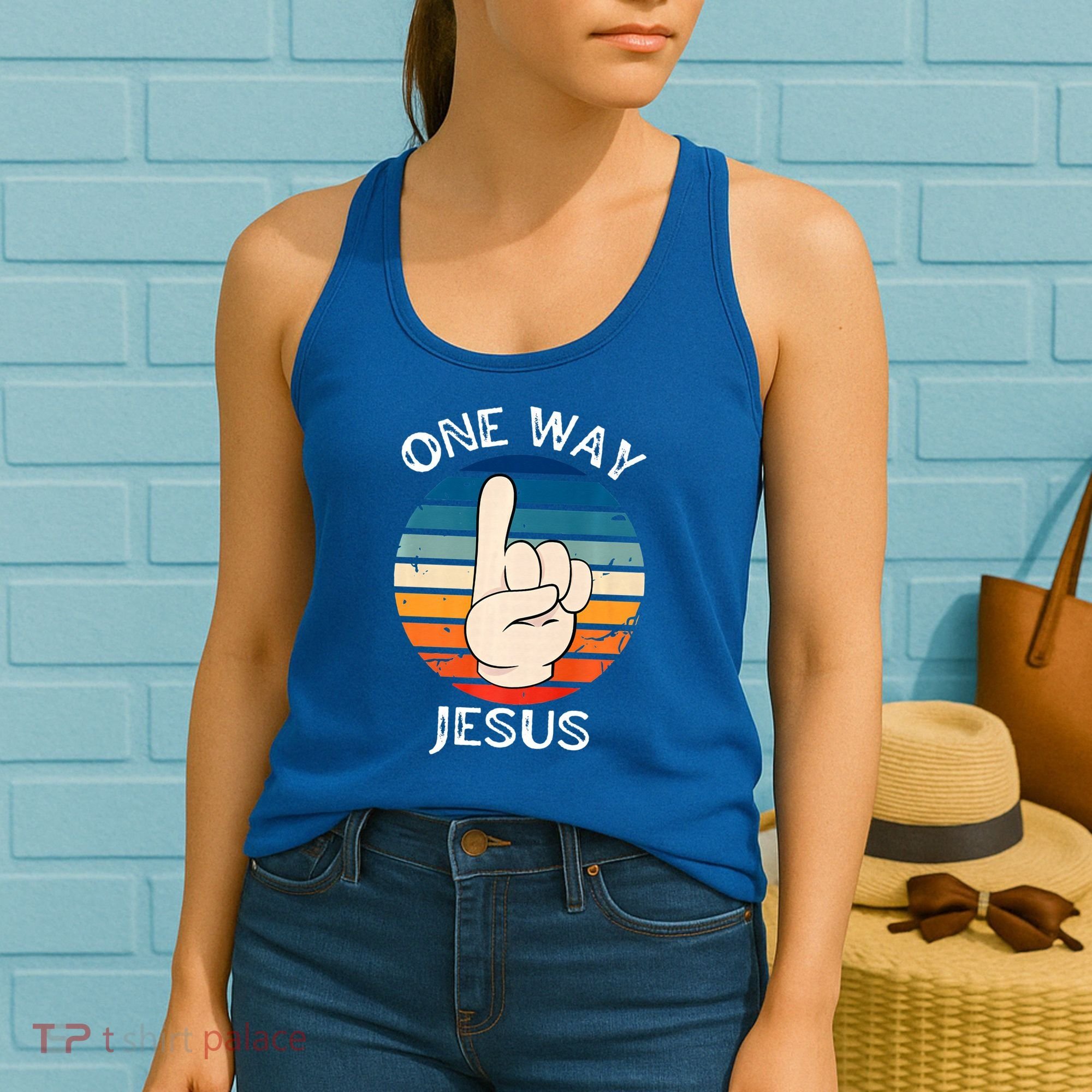 One Way Jesus People Christian Revolution Finger Up Retro Women's Tank Top