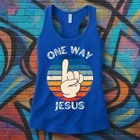 One Way Jesus People Christian Revolution Finger Up Retro Women's Tank Top thumb 3