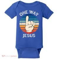 One Way Jesus People Christian Revolution Finger Up Retro Baby Bodysuit thumb 0