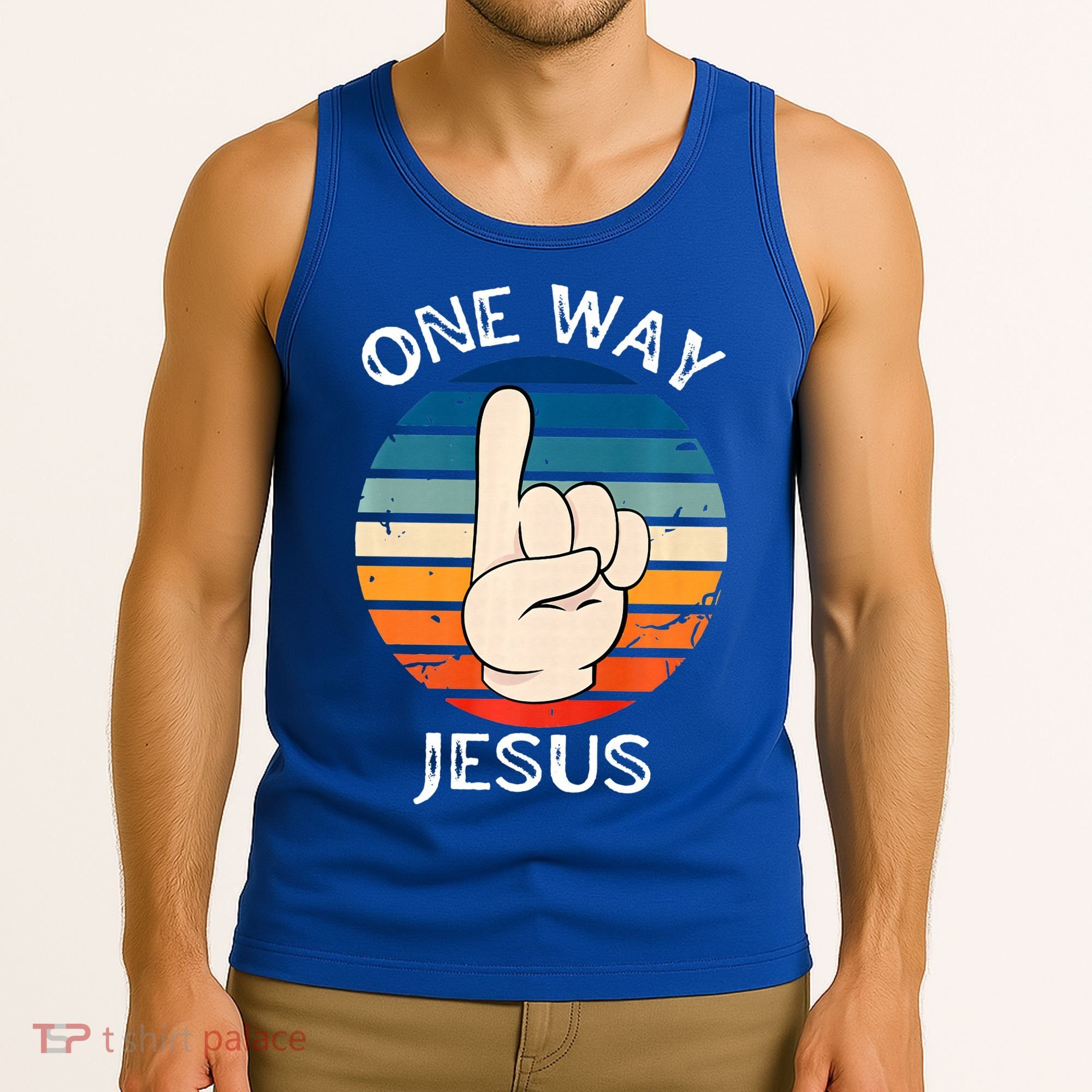 One Way Jesus People Christian Revolution Finger Up Retro Tank Top