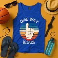 One Way Jesus People Christian Revolution Finger Up Retro Tank Top thumb 4