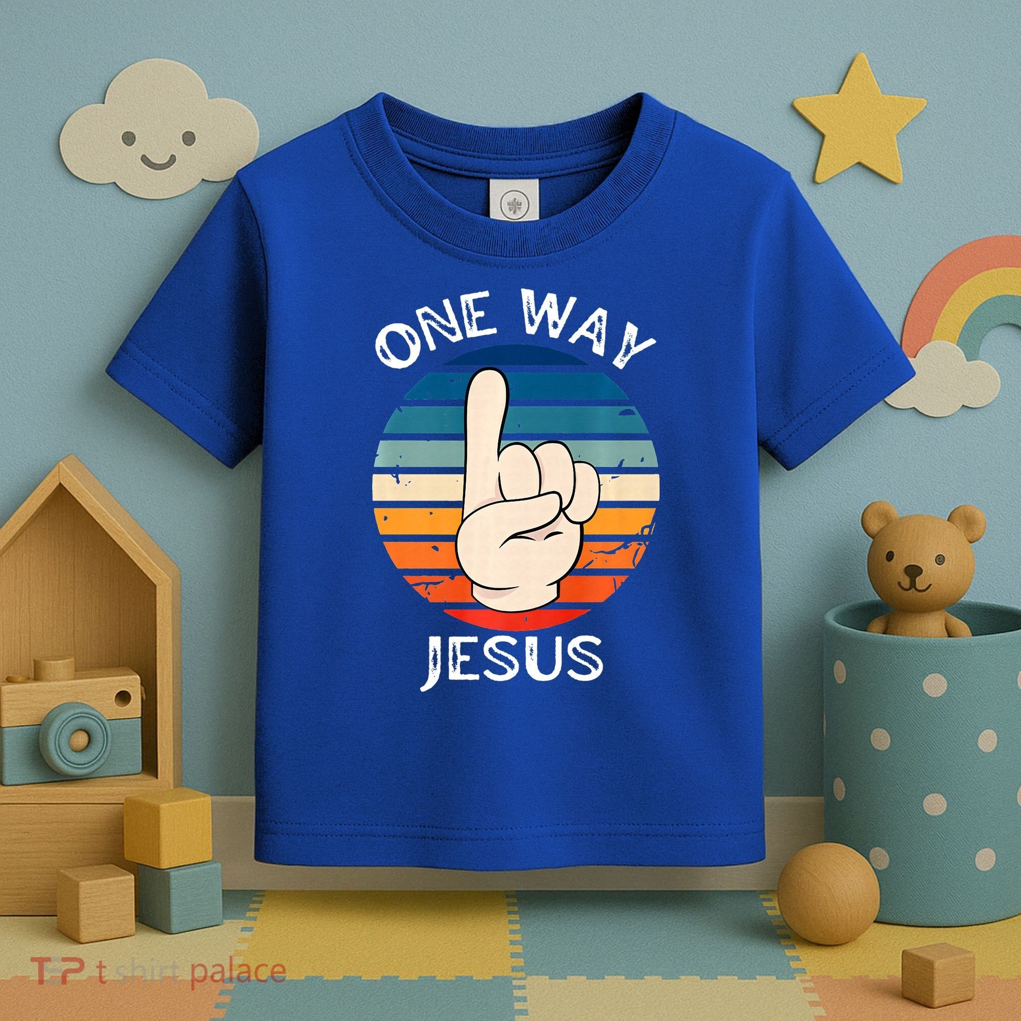 One Way Jesus People Christian Revolution Finger Up Retro Toddler T-Shirt
