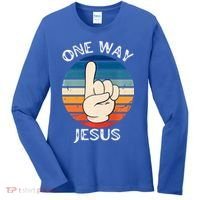 One Way Jesus People Christian Revolution Finger Up Retro Women's Long Sleeve Shirt thumb 0