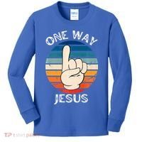 One Way Jesus People Christian Revolution Finger Up Retro Kids Long Sleeve Shirt thumb 0
