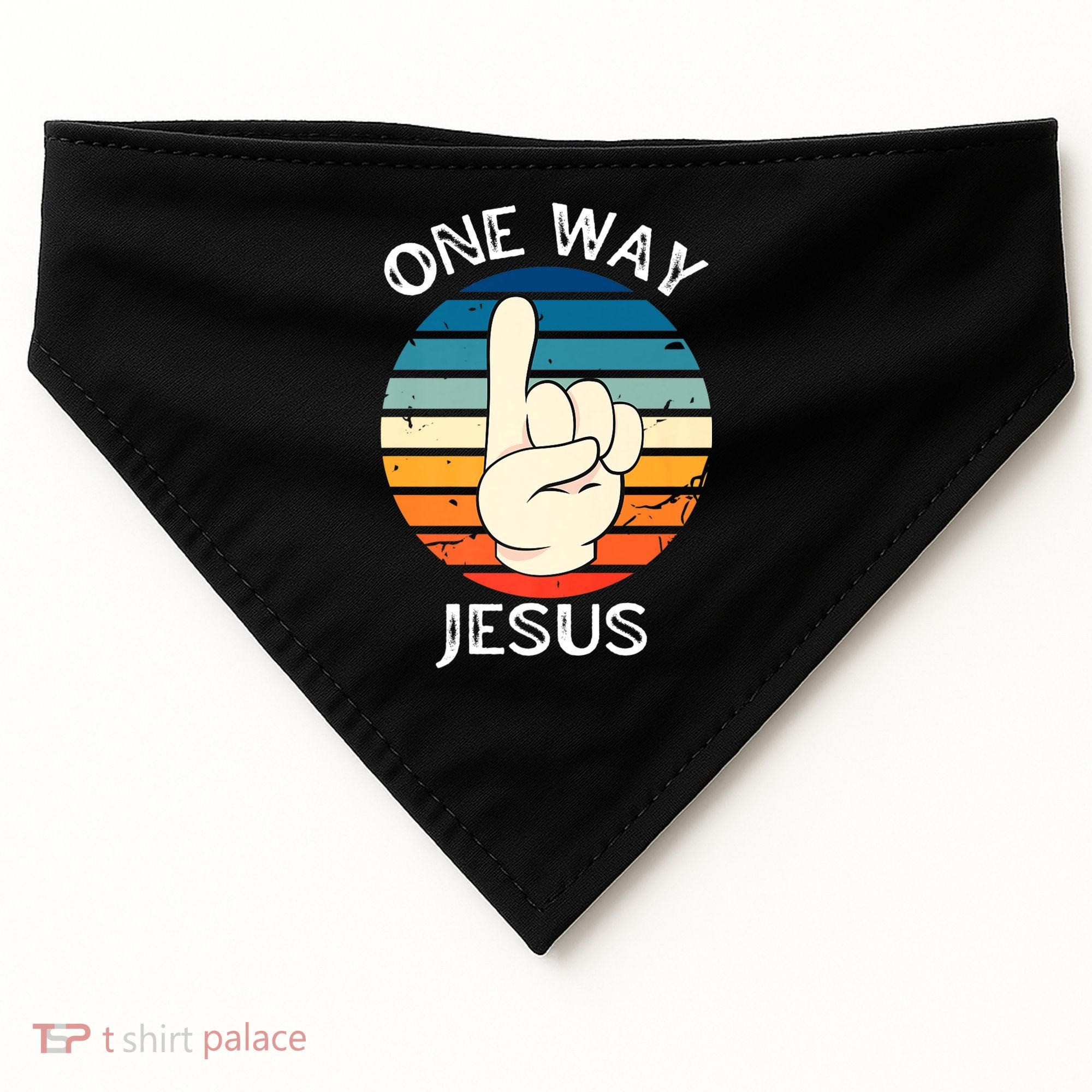One Way Jesus People Christian Revolution Finger Up Retro USA-Made Doggie Bandana