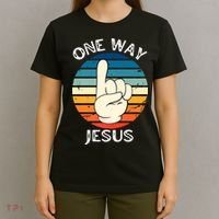 One Way Jesus People Christian Revolution Finger Up Retro T-Shirt thumb 4