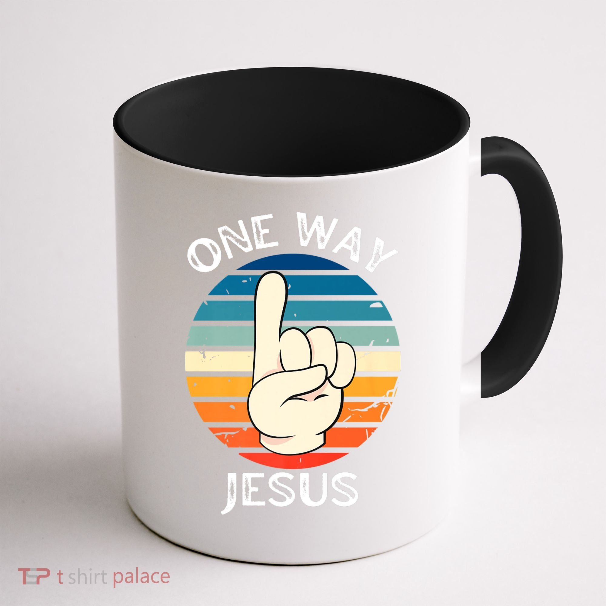 One Way Jesus People Christian Revolution Finger Up Retro Coffee Mug