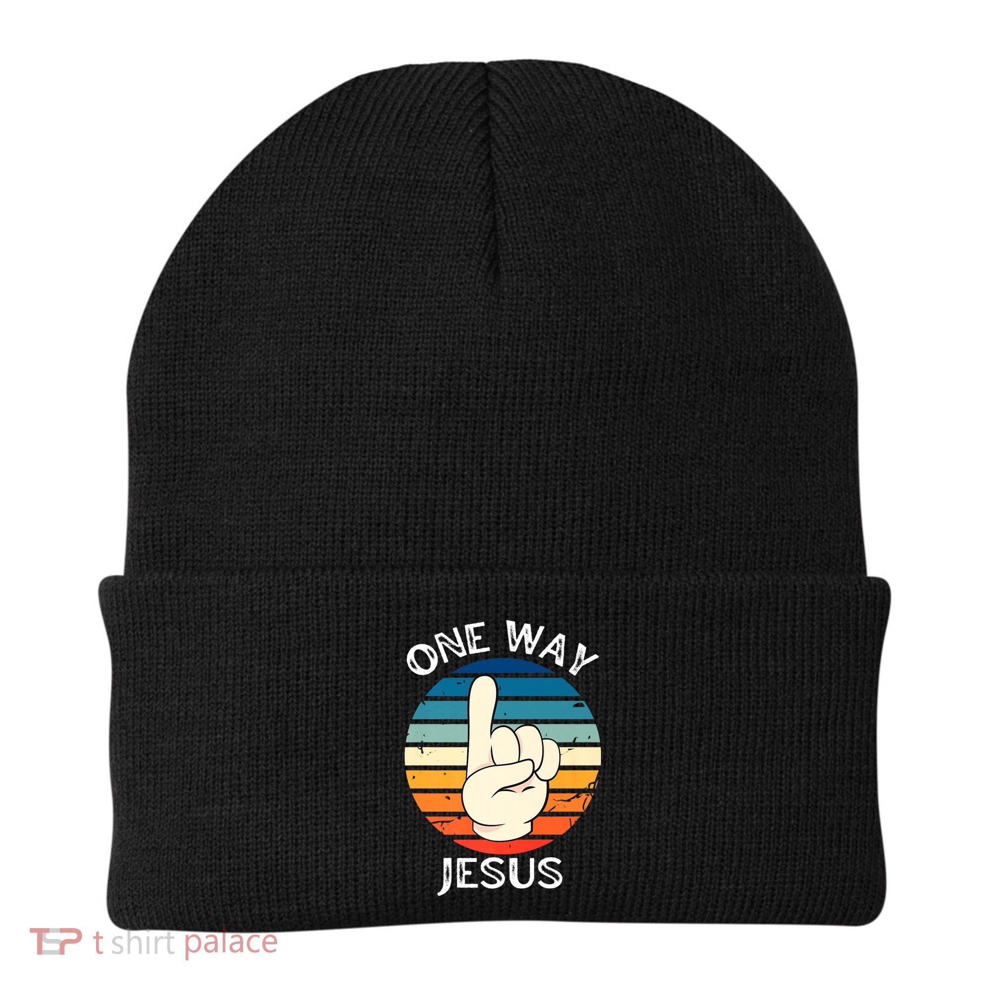 One Way Jesus People Christian Revolution Finger Up Retro Beanie