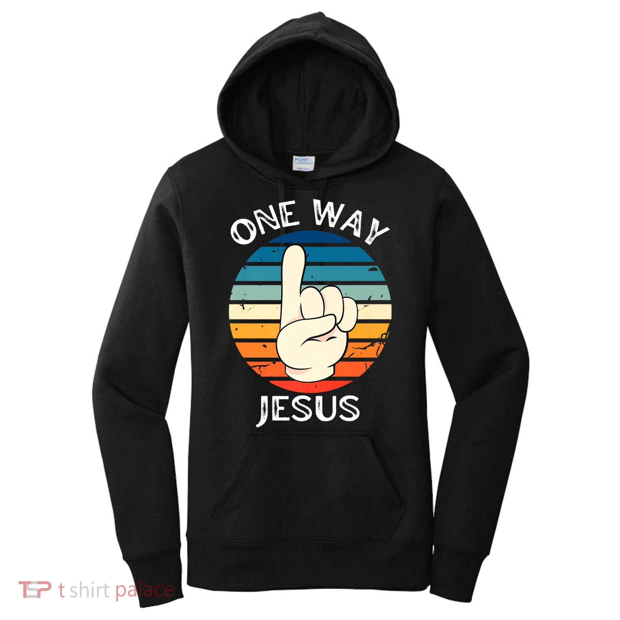 One Way Jesus People Christian Revolution Finger Up Retro Women's Hoodie
