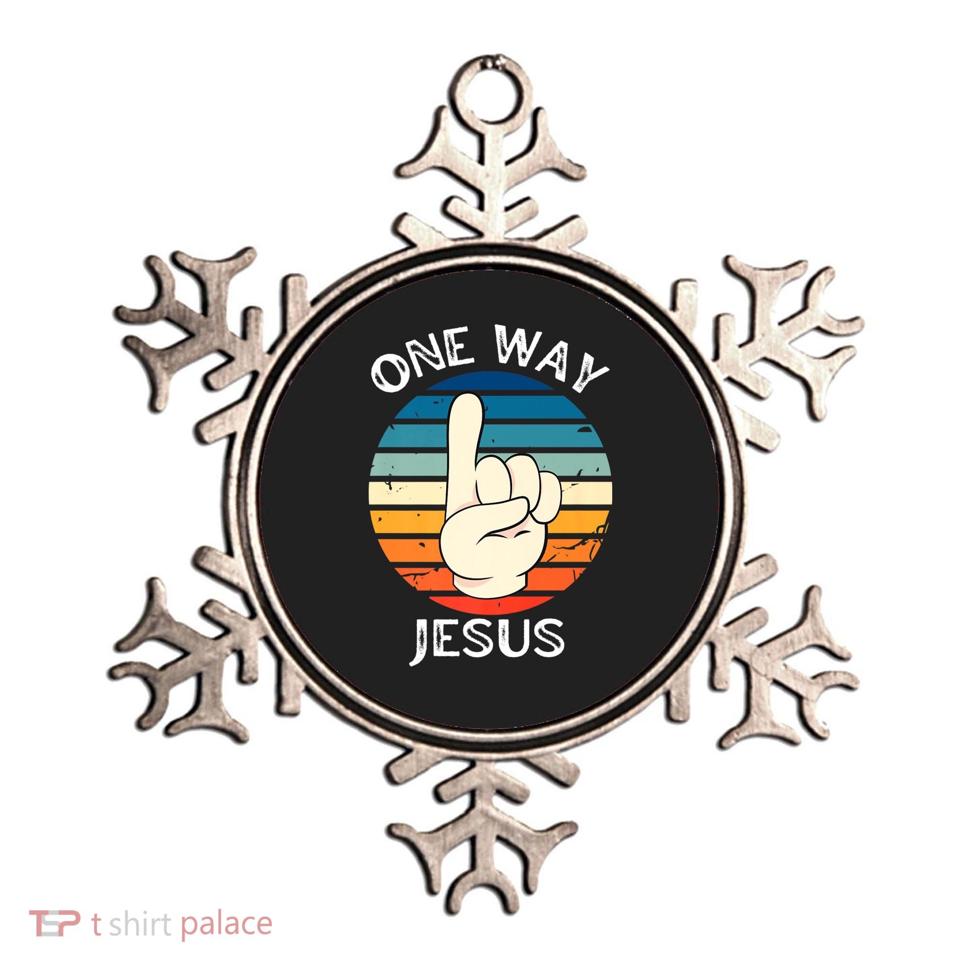 One Way Jesus People Christian Revolution Finger Up Retro Ornament