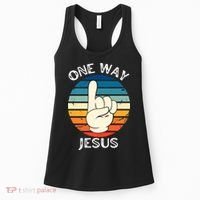 One Way Jesus People Christian Revolution Finger Up Retro Women's Tank Top thumb 0