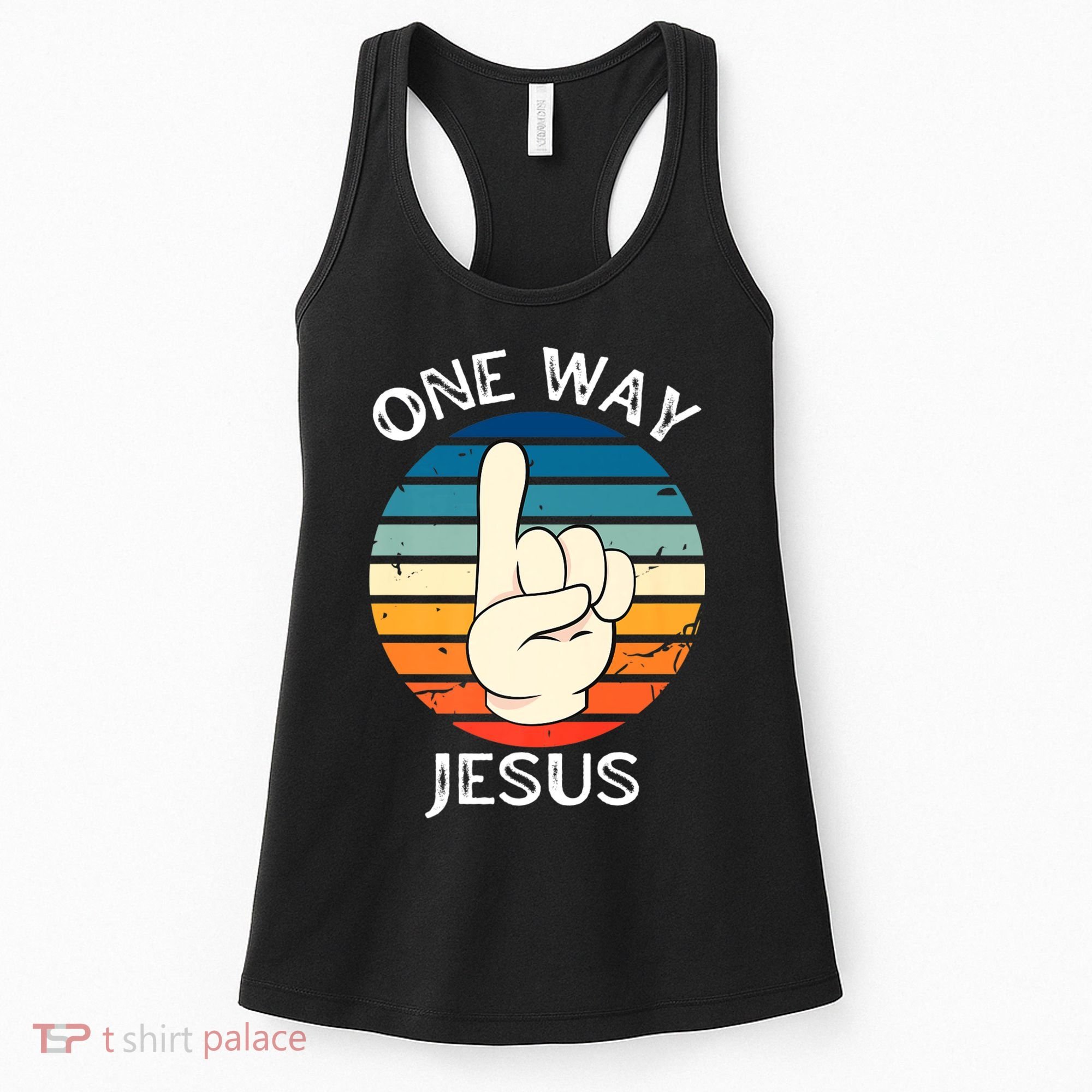 One Way Jesus People Christian Revolution Finger Up Retro Women's Tank Top