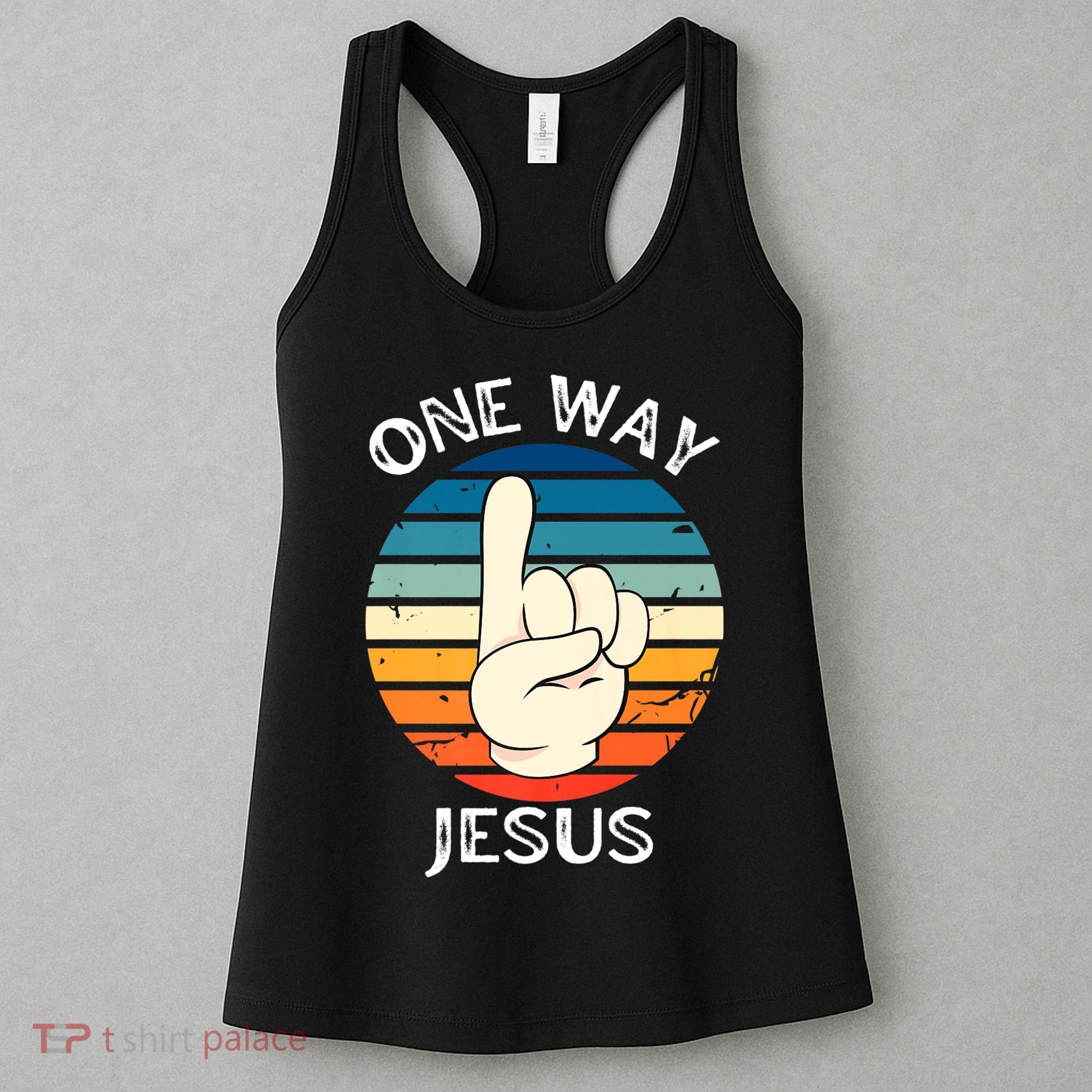 One Way Jesus People Christian Revolution Finger Up Retro Women's Tank Top