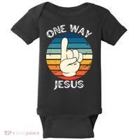 One Way Jesus People Christian Revolution Finger Up Retro Baby Bodysuit thumb 0