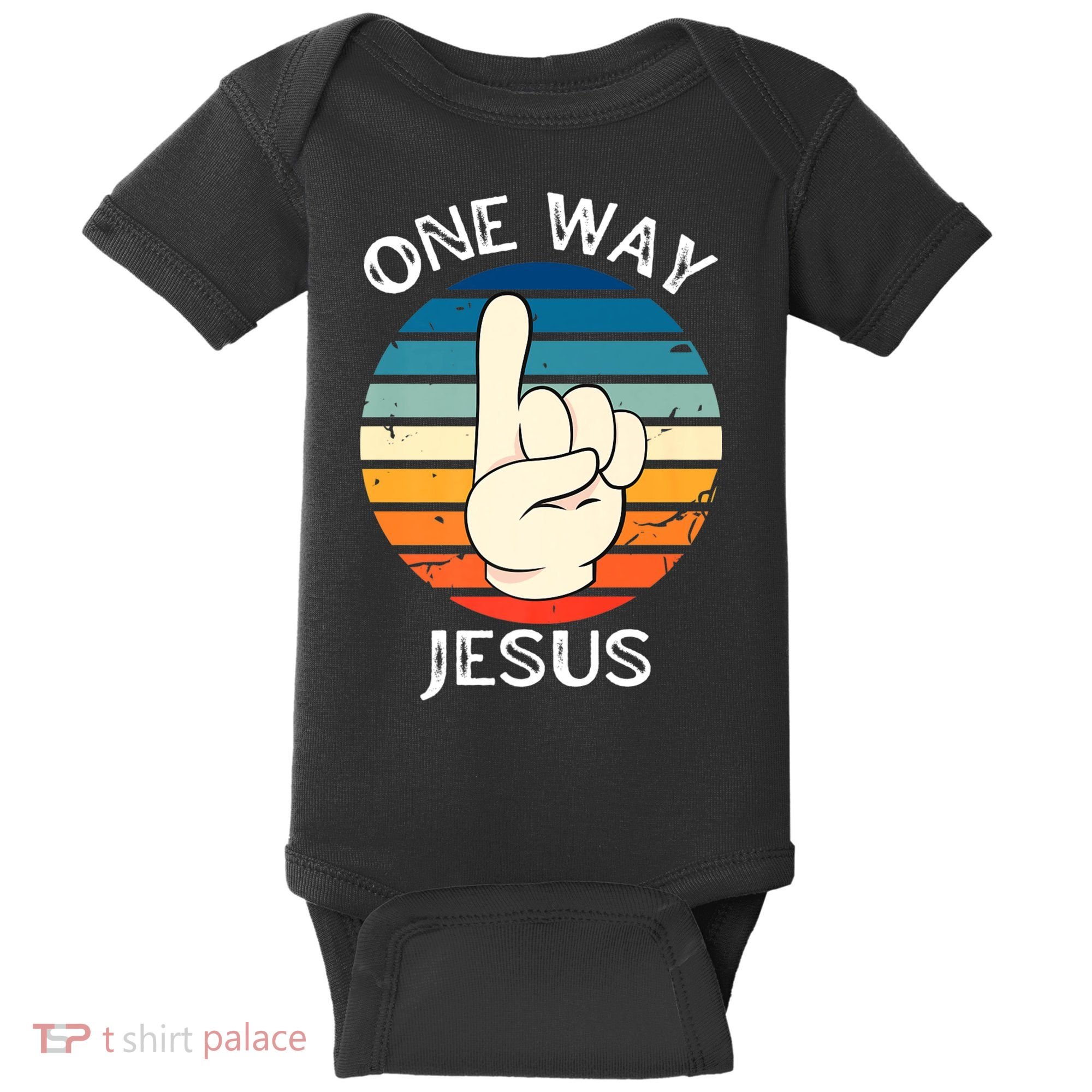 One Way Jesus People Christian Revolution Finger Up Retro Baby Bodysuit