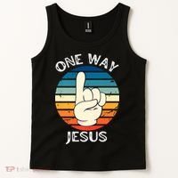 One Way Jesus People Christian Revolution Finger Up Retro Tank Top thumb 2