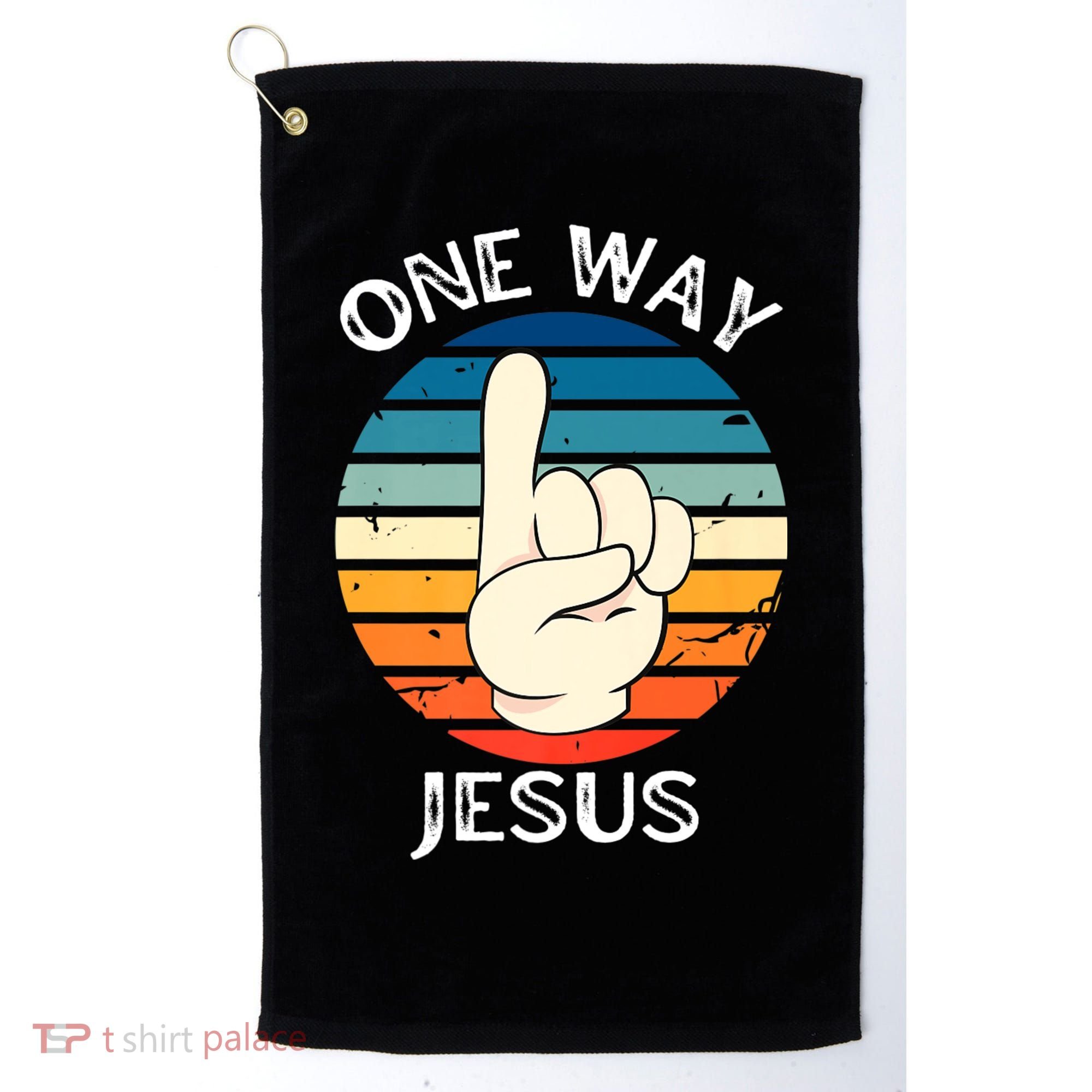 One Way Jesus People Christian Revolution Finger Up Retro Golf Towel
