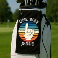 One Way Jesus People Christian Revolution Finger Up Retro Golf Towel thumb 2