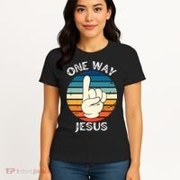 One Way Jesus People Christian Revolution Finger Up Retro Women's T-Shirt thumb 4