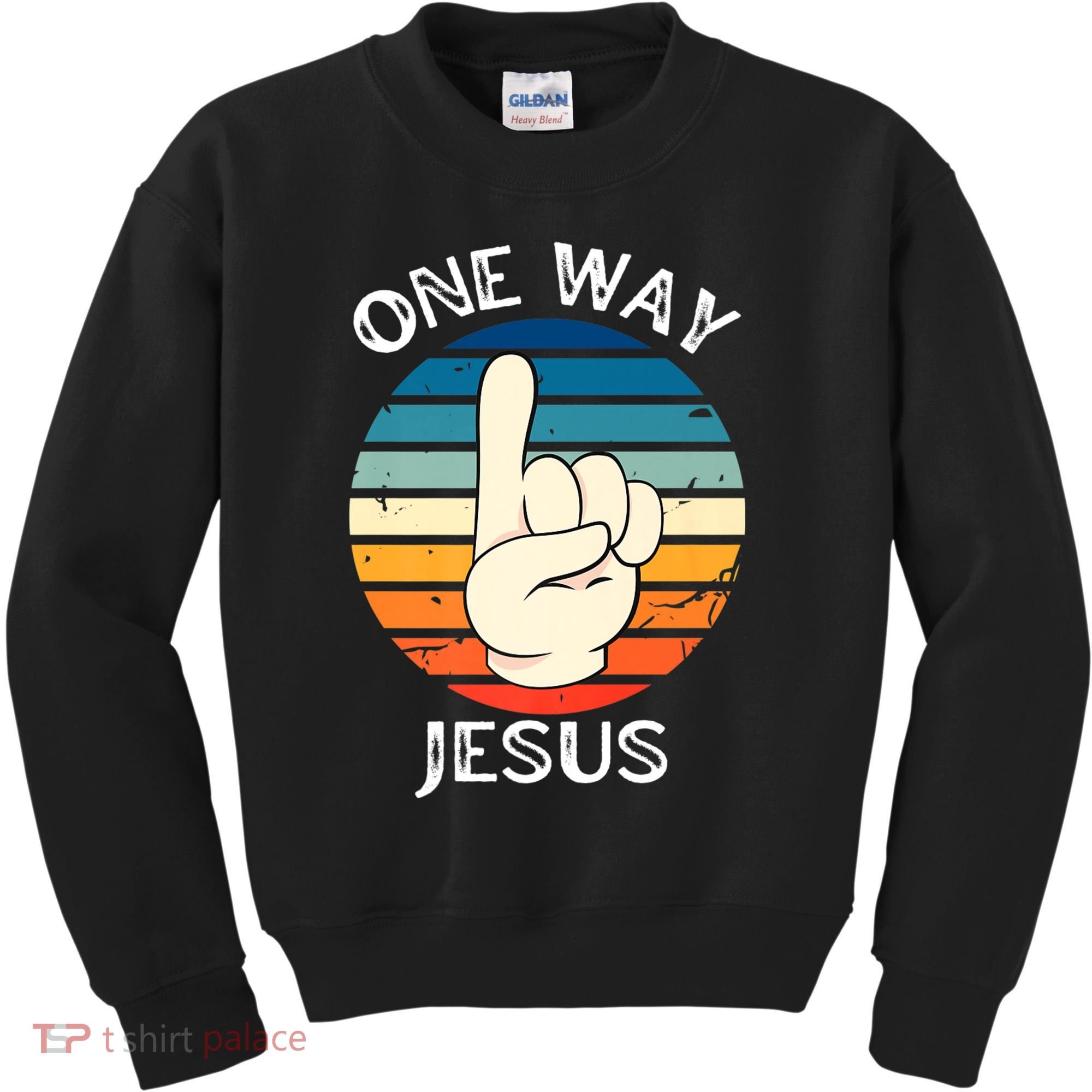 One Way Jesus People Christian Revolution Finger Up Retro Kids Sweatshirt