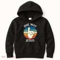 One Way Jesus People Christian Revolution Finger Up Retro Kids Hoodie thumb 0