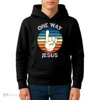 One Way Jesus People Christian Revolution Finger Up Retro Kids Hoodie thumb 4