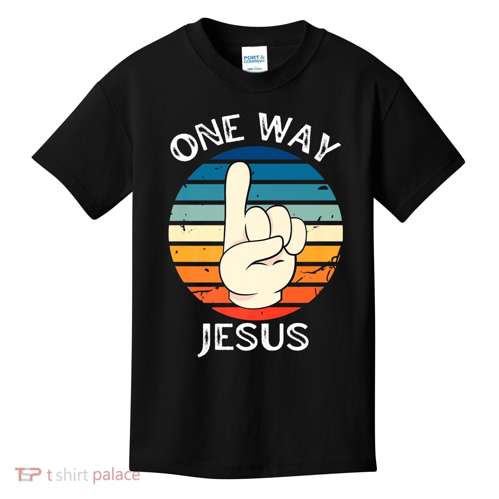 One Way Jesus People Christian Revolution Finger Up Retro Kids T-Shirt