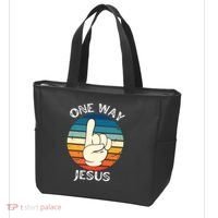 One Way Jesus People Christian Revolution Finger Up Retro Tote Bag thumb 3